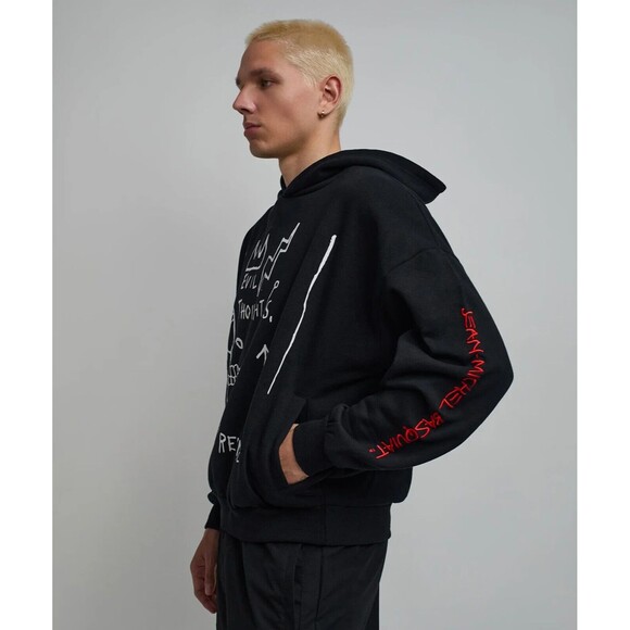 Reason Basquiat Hoodie Men’s Large Black White Evil Thoughts Graphic - Picture 10 of 16